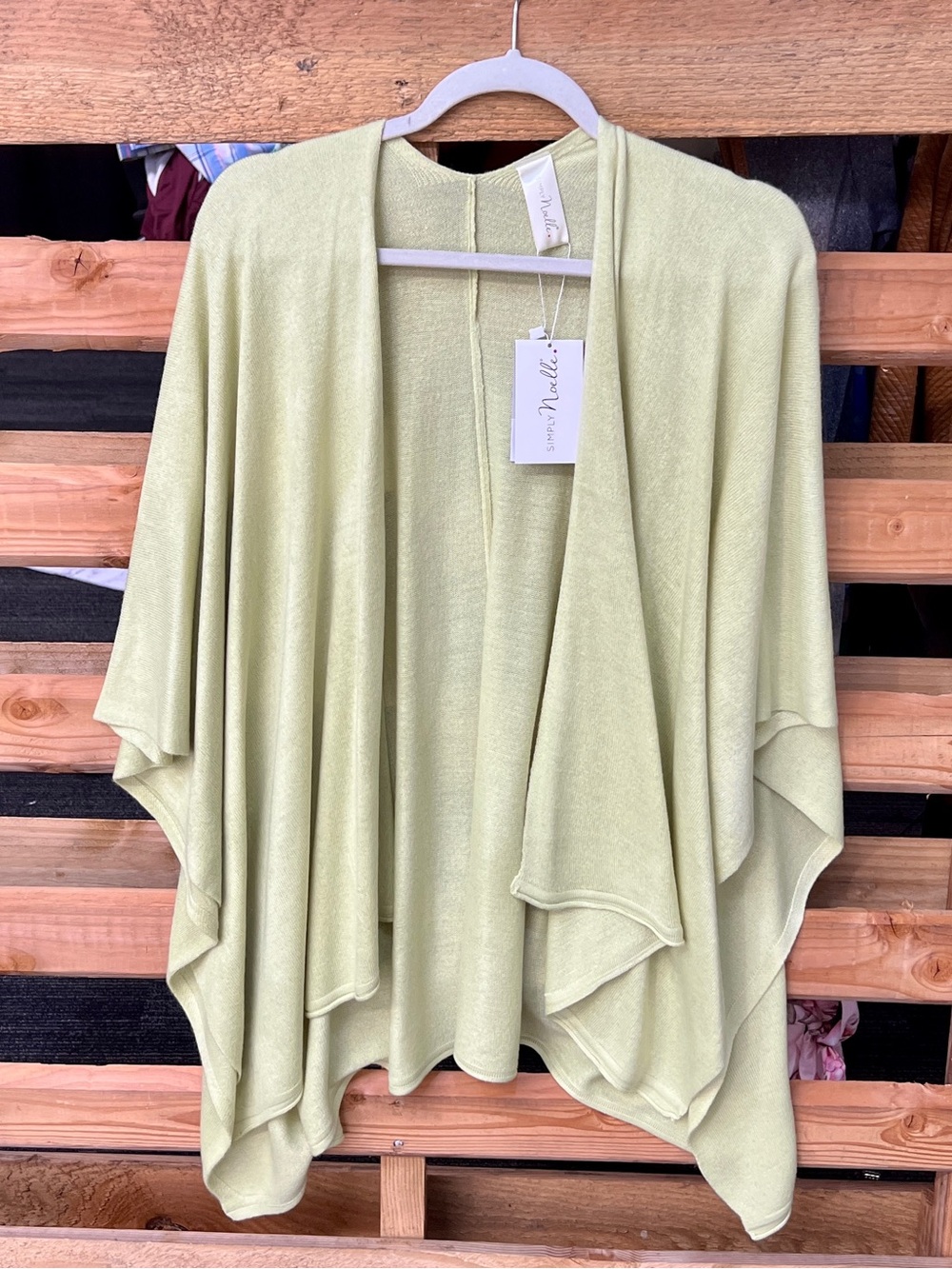 Simply Noelle Pale Sage Draped Open-Front Poncho Sweater